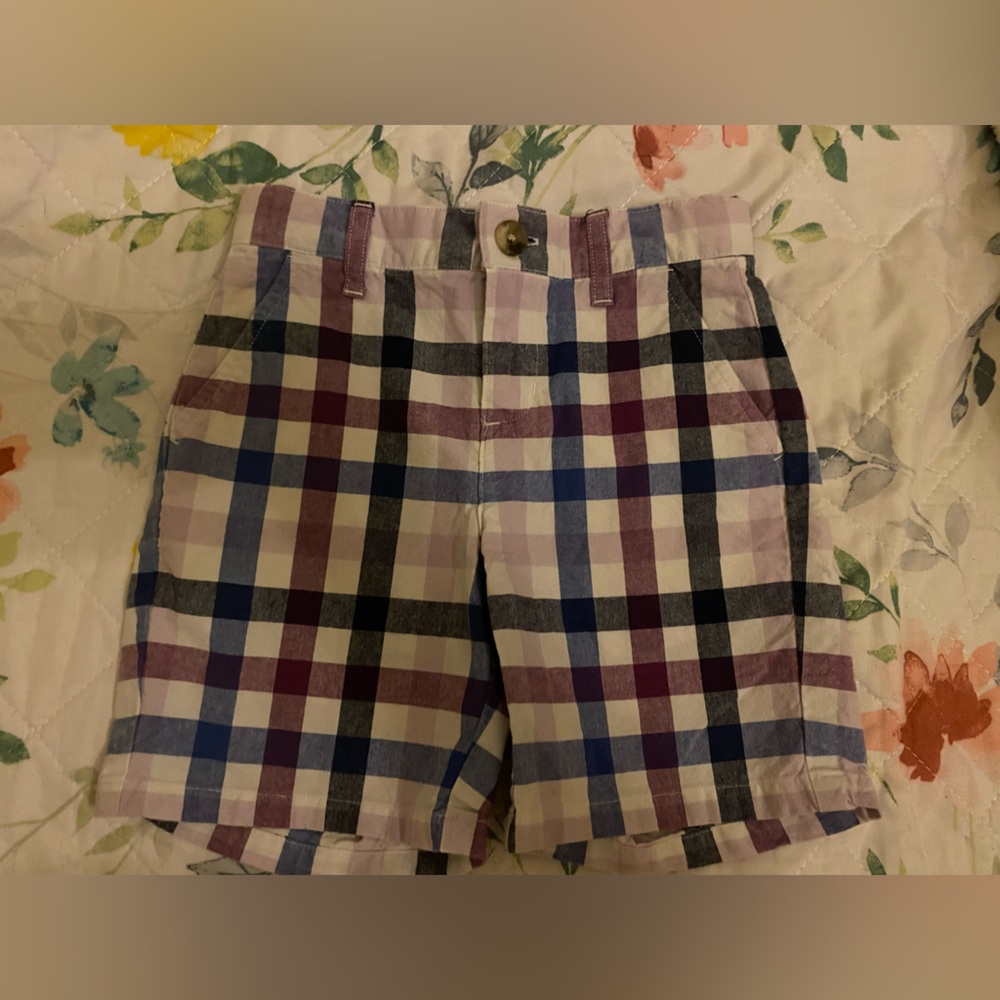 Janie and Jack Plaid Shorts - Blue, Purple, Black, White